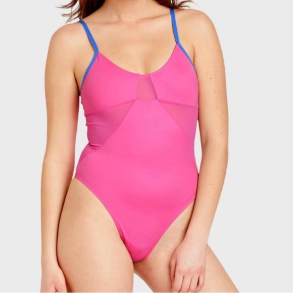 Colsie Pink Blue One Piece Thong Bodysuit - Picture 1 of 8